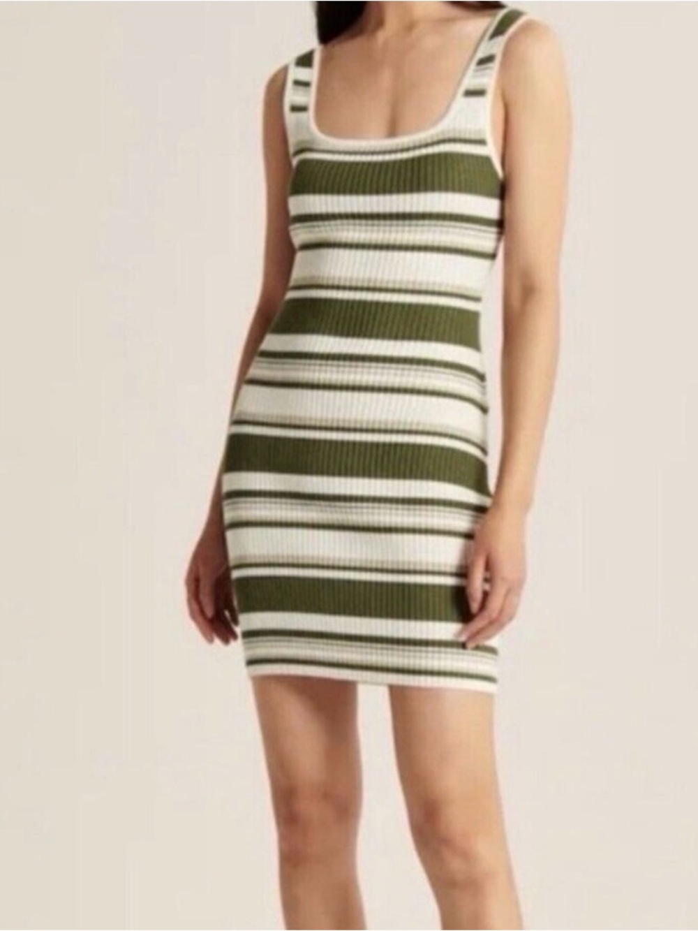 Abercrombie & Fitch Reversible Mini Knit Dress White Green Striped Size MT